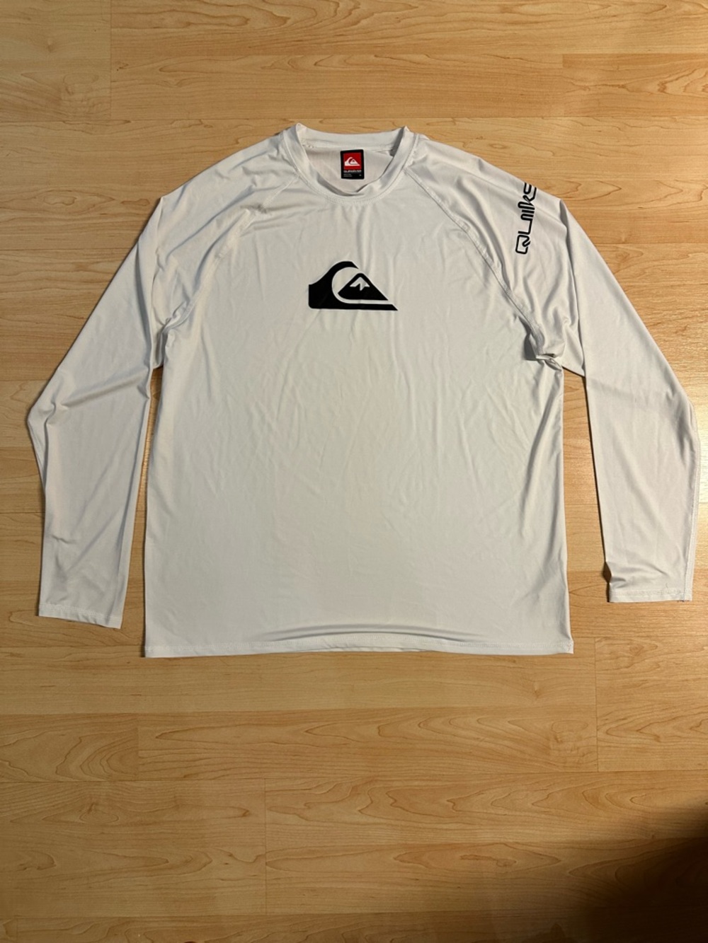 Quiksilver Men’s White Long-Sleeve Rash Guard White with Black Logo